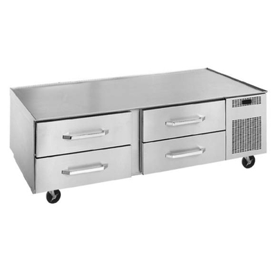 Randell RES1L2-82C4 82&quot; W Stainless Steel Exterior Two Sections Refrigerated Counter and Equipment Stand - 115 Volts
