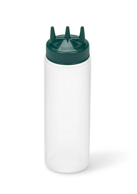 Vollrath 3324-13191 24 Oz. Clear Bottle with Vista Green Cap Traex Tri Tip Squeeze Bottle