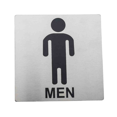 TableCraft Products B10 5" W x 5" H Stainless Steel Cash &amp; Carry Sign "Men Restroom" With Pressure Sensitive Adhesive Backing