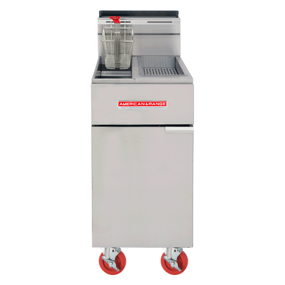 American Range AF25-DS-NG 18" W 25 Lbs. Stainless Steel Natural Gas Fryer Floor Model - 80,000 BTU