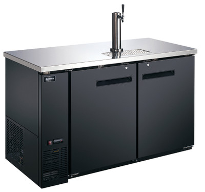 Omcan USA 50067 Two 0.5 Kegs Capacity Black Stainless Steel 1 Dispenser Draft Beer Cooler - 110 Volts 0.2 HP