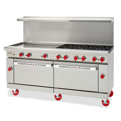 American Range AR-72G-CC-NG 72" W Stainless Steel Natural Gas Restaurant Range - 180,000 BTU