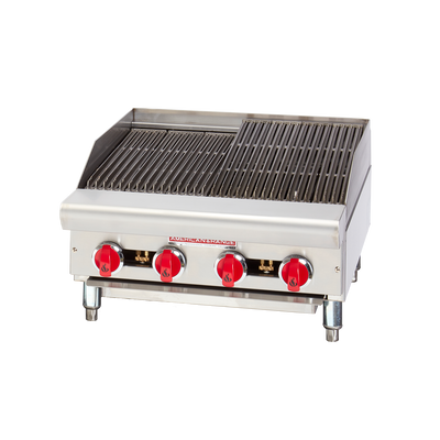 American Range ARSRB-24-LP 24" W Liquid Propane Countertop Stainless Steel Front and Sides Charbroiler - 60,000 BTU