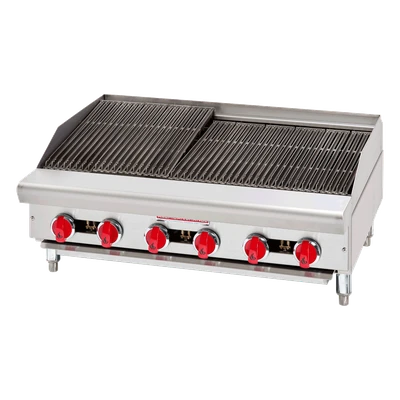 American Range ARSRB-48-LP 48" W Liquid Propane Countertop Stainless Steel Front and Sides Charbroiler - 120,000 BTU