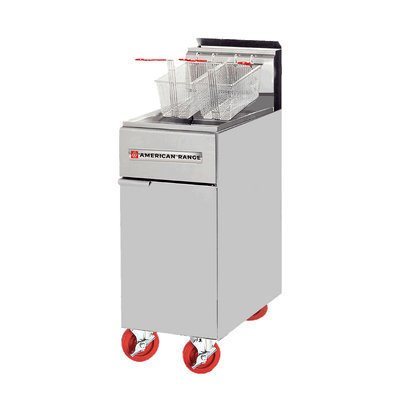 American Range AF-50 15.5" W Stainless Steel Natural Gas 50 Lbs. Capacity Gas Tube Fryer - 120,000 BTU