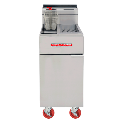 American Range AF25-DS-LP 18" W 25 Lbs. Stainless Steel Liquid Propane Fryer Floor Model - 80,000 BTU