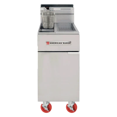 American Range AF-25/DS 18" W Stainless Steel Liquid Propane 25 Lbs. Capacity Fryer Floor Model - 80,000 BTU