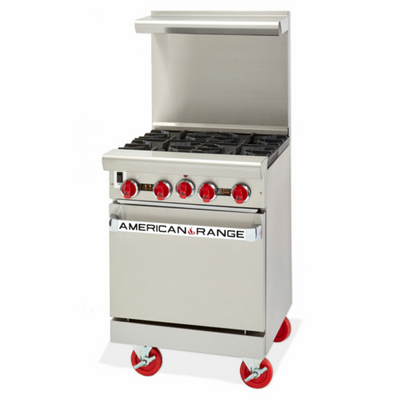 American Range ARGF-12G-2B-SB-NG 24" W Stainless Steel Natural Gas Green Flame Range - 70,000 BTU