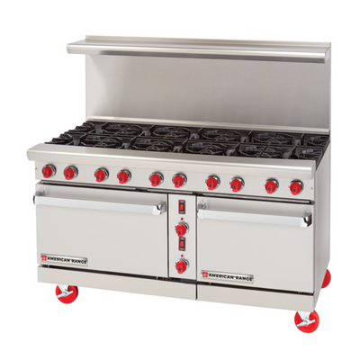 American Range ARGF-36G-4B-CL 60" W Stainless Steel Front and Sides Manual Natural Gas Green Flame Range - 217,000 BTU