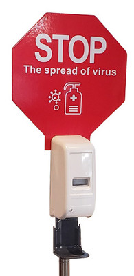 Omcan USA 46686 1000 mL. White Freestanding Touchless Hand Sanitizer Dispenser