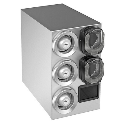 Vollrath K58842 14.25" W x 24" H x 23.25" D Stainless Steel Countertop LidSaver3 Cup and Lid Dispenser Cabinet