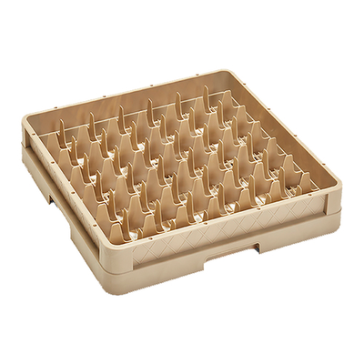 Vollrath CR9 19.75" W x 4" H x 19.75" D Full Size Beige Co-Polymer Plastic (49) Compartment Closed Wall Base Traex Compartment Rack