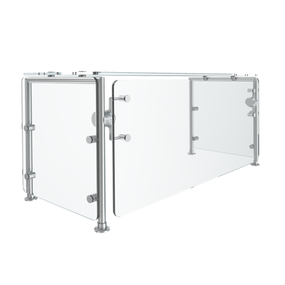 Vollrath FC-6BG-041C 60 1/4"W x 3/8" Thick Tempered Glass Panels 11 Gauge Stainless Steel Tubing Push-Button Mechanism 6-Series Velocity Cafeteria-Style Breath Guard