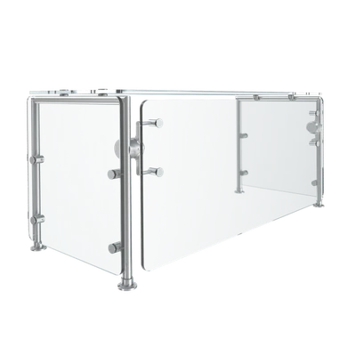Vollrath FC-6BG-021C 34 1/2"W x 3/8" Thick Tempered Glass Panels 11 Gauge Stainless Steel Tubing Push-Button Mechanism 6-Series Velocity Cafeteria-Style Breath Guard