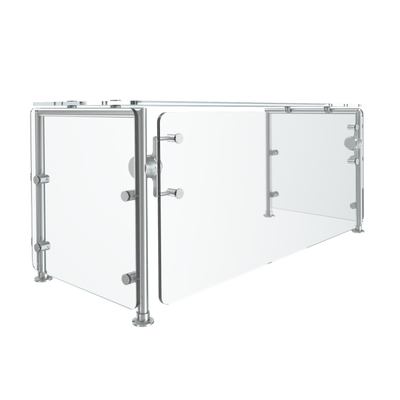 Vollrath FC-6BG-021C 34 1/2"W x 3/8" Thick Tempered Glass Panels 11 Gauge Stainless Steel Tubing Push-Button Mechanism 6-Series Velocity Cafeteria-Style Breath Guard
