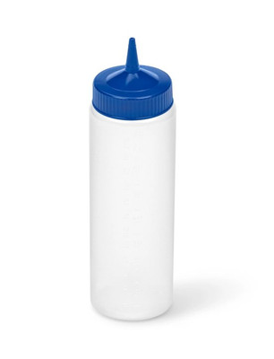 Vollrath 4924-1344 24 Oz. Clear Bottle with Blue Cap Traex Color-Mate Squeeze Bottle Dispenser