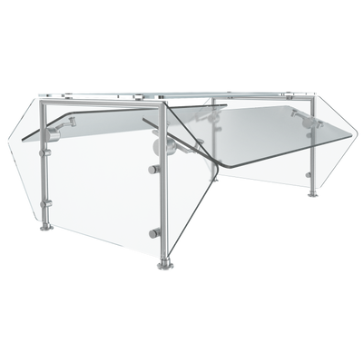 Vollrath FC-6BG-022S 34 1/2"W x 3/8" Thick Tempered Glass Panels 11 Gauge Stainless Steel Tubing Double Sided Push-Button Mechanism 6-Series Velocity Breath Guard