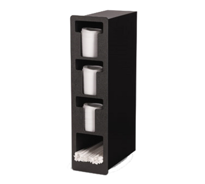 Vollrath FML-3VS 6.5" W x 13" D x 25.5" H Black Plastic (3) Lid Vertical Mount Flush Mount Lid & Straw Holder