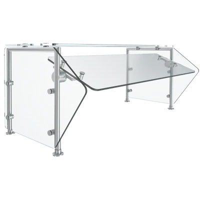 Vollrath FC-6BG-041S 60 1/4"W x 3/8" Thick Tempered Glass Panels 11 Gauge Stainless Steel Tubing Single Sided Push-Button Mechanism 6-Series Velocity Breath Guard