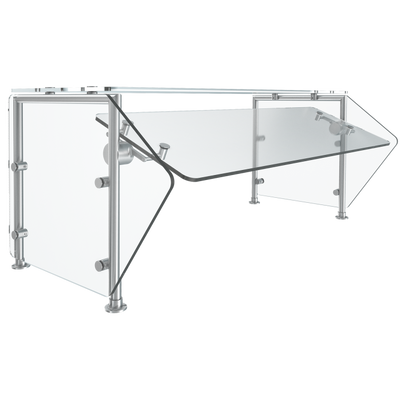 Vollrath FC-6BG-041S 60 1/4"W x 3/8" Thick Tempered Glass Panels 11 Gauge Stainless Steel Tubing Single Sided Push-Button Mechanism 6-Series Velocity Breath Guard