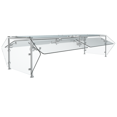 Vollrath SS-6BG-062S 87"W x 3/8" Thick Tempered Glass Panels 11 Gauge Stainless Steel Tubing Double Sided Push-Button Mechanism 6-Series Velocity Breath Guard
