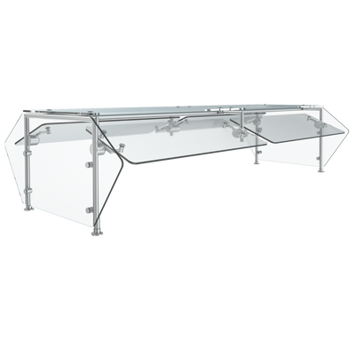 Vollrath SS-6BG-062S 87"W x 3/8" Thick Tempered Glass Panels 11 Gauge Stainless Steel Tubing Double Sided Push-Button Mechanism 6-Series Velocity Breath Guard