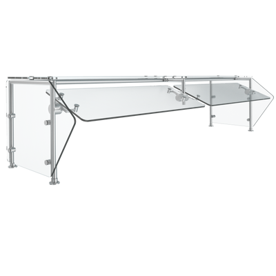 Vollrath FC-6BG-061S 86 3/4"W x 3/8" Thick Tempered Glass Panels 11 Gauge Stainless Steel Tubing Single Sided Push-Button Mechanism 6-Series Velocity Breath Guard