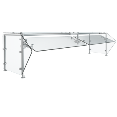 Vollrath FC-6BG-061S 86 3/4"W x 3/8" Thick Tempered Glass Panels 11 Gauge Stainless Steel Tubing Single Sided Push-Button Mechanism 6-Series Velocity Breath Guard