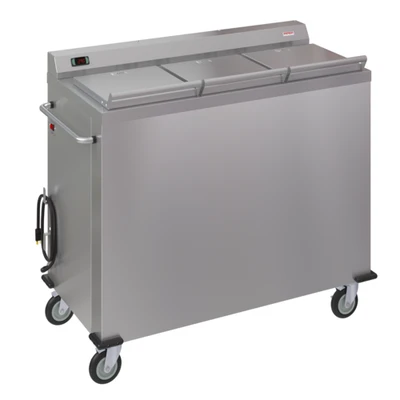 Piper Products SBH-3-P Round 3 Compartments Mobile Heated Plate Dispenser - 208 Volts 1-Ph