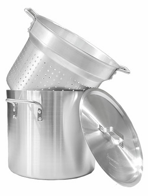 Omcan USA 43441 20 Qt. Aluminum Double Boiler with Perforated Inner Pot