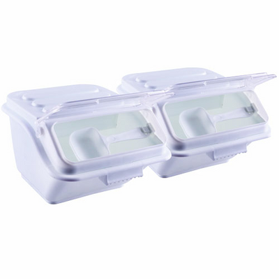 Omcan USA 80987 2 Gal. White Plastic with Clear Cover Shelf Ingredient Bin