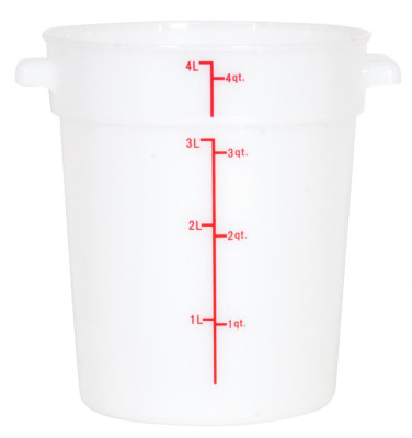 Omcan USA 80187 4 Qt. White Polypropylene Round Food Storage Container