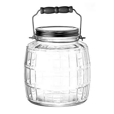 Anchor 85728AHG17 1 Gallon Clear Glass with Brushed Metal Lid Barrel Jar
