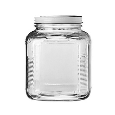 Anchor 85787AHG17 2 Qt. Clear Glass with Brushed Metal Cover Cracker Jar