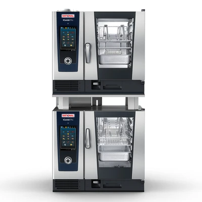 RATIONAL iCombi Pro Double Deck 6-Half Size Pans Natural Gas Combi Oven with Stand - 120 Volts, 1 Phase