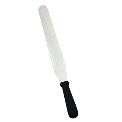 Omcan USA 80000 7.94" x 1.25" Stainless Steel Blade with Black Plastic Handle Bakery Spatula