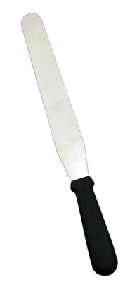 Omcan USA 80000 7.94" x 1.25" Stainless Steel Blade with Black Plastic Handle Bakery Spatula