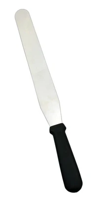 Omcan USA 80000 7.94" x 1.25" Stainless Steel Blade with Black Plastic Handle Bakery Spatula