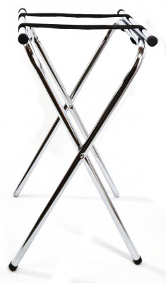 Omcan USA 39617 19"W x 16"D x 31"H (2) Stretched Secure Belts Chrome Finish Foldable Tray Stand