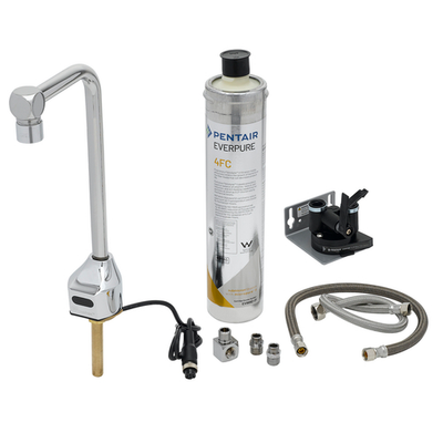 T&amp;S Brass EC-1210-10-WFK 10"H Single Hole Deck Mount 1.5 GPM ChekPoint Electronic Glass Filler with Water Filtration Kit