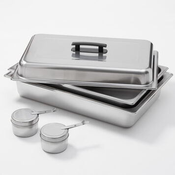 American Metalcraft CFKIT Full Size Food & Water Pans, Lid, and Fuel Holders for Chafer Frames
