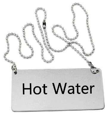 Omcan USA 80135 "Hot Water" Stainless Steel Hanging Beverage Sign with Chain