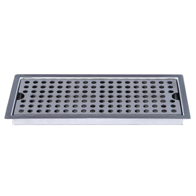 Micro Matic DP-220D-P 12" W x 5" D Stainless Steel Flush Mount Beer Drip Tray with Drain