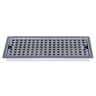 Micro Matic DP-220D-P 12" W x 5" D Stainless Steel Flush Mount Beer Drip Tray with Drain
