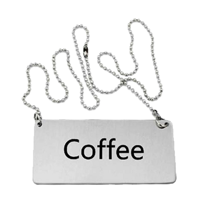 Omcan USA 80134 "Coffee" Stainless Steel Hanging Beverage Sign with Chain