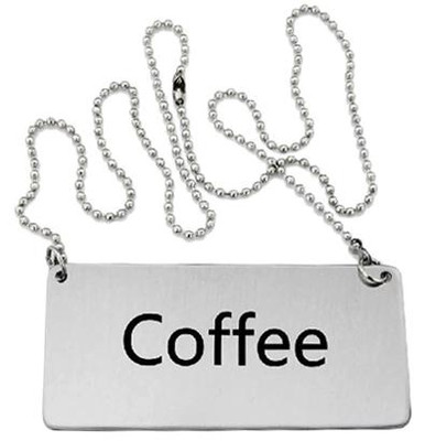 Omcan USA 80134 "Coffee" Stainless Steel Hanging Beverage Sign with Chain