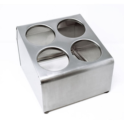 Omcan USA 80816 Stainless Steel 4 Holes Holder Flatware Cylinder