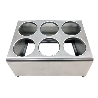Omcan USA 80817 Stainless Steel 6 Holes Holder Flatware Cylinder