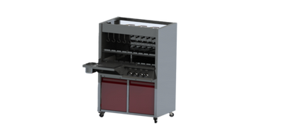 Skyfood CH-26TEPRM-LP 43" W Stainless Steel Floor Model Rock Wool Thermal Insulation Liquid Propane Barbecue Grill - 89,320 BTU