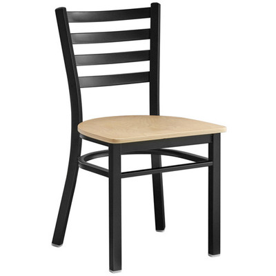 Omcan USA 47594+69745 Metal Ladder Back Chair with Natural Wood Seat